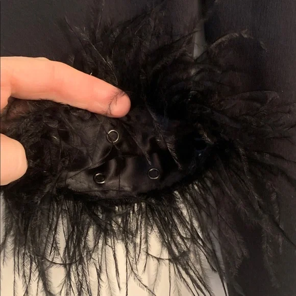 NWT J. Crew Black Long Sleeve Top with Feather Cuffs - Picture 2 of 4